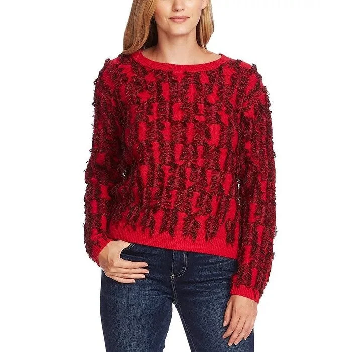 Vince Camuto Women's Cotton Eyelash Sweater Red Size XX-Small