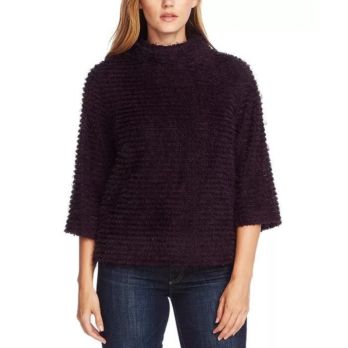 Vince Camuto Women's Eyelash Fringe Stripe Sweater Purple Size X-Small