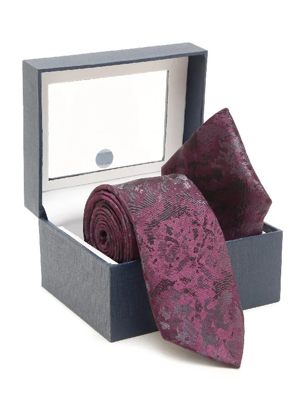 Men's Purple Fashion Abstract Pattern Tie Set