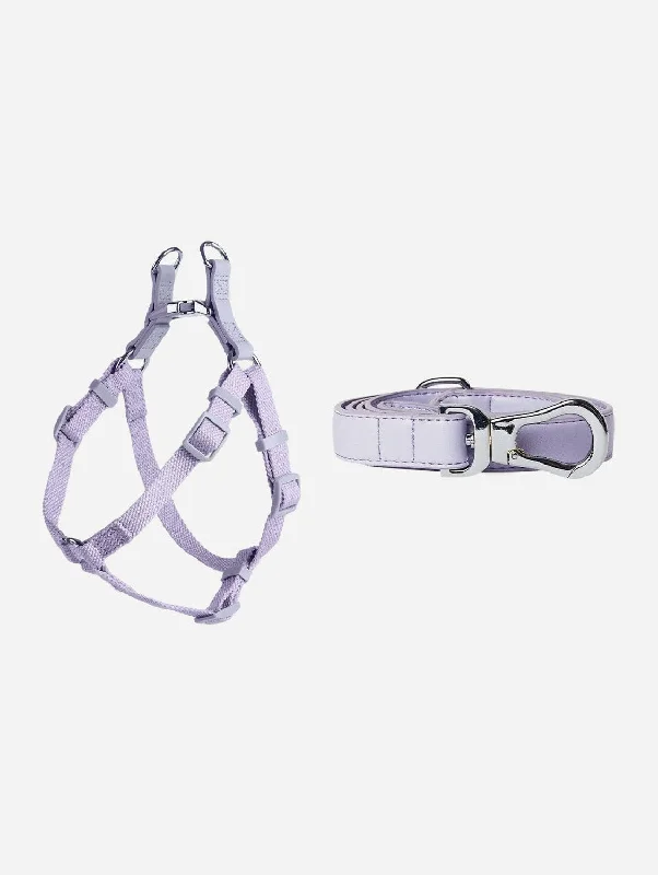 Vegan Leather & Nylon Dog Harness & Lead Set | Fresh Lilac