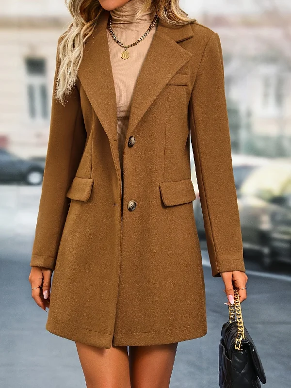 Long Sleeve Solid Winter Coat for Women