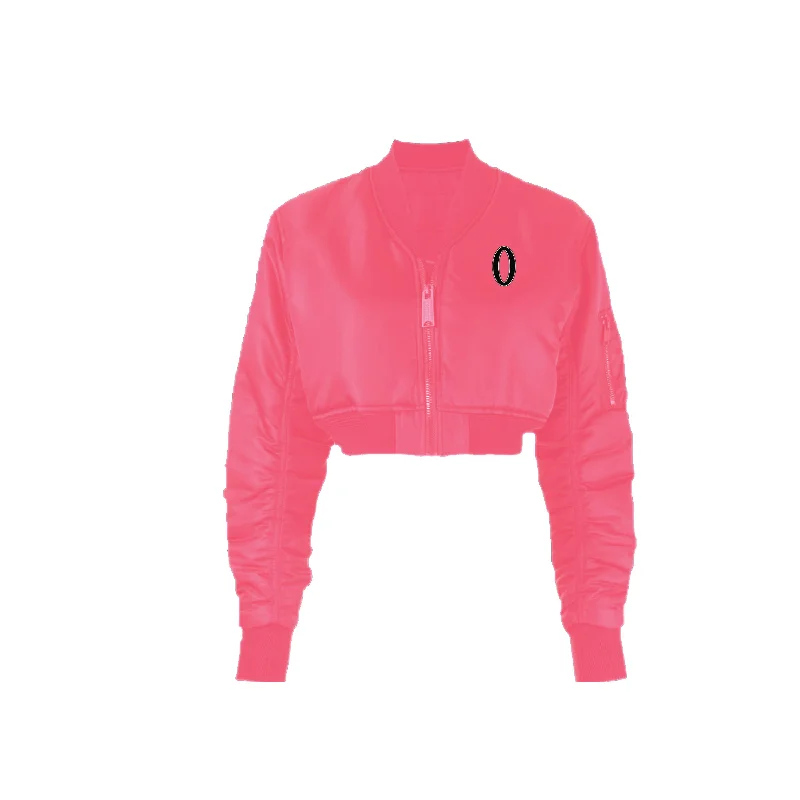 Olympia Crop Bomber Jacket  Pink