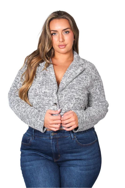 Women's Long Sleeves Collared Knitted Jacket