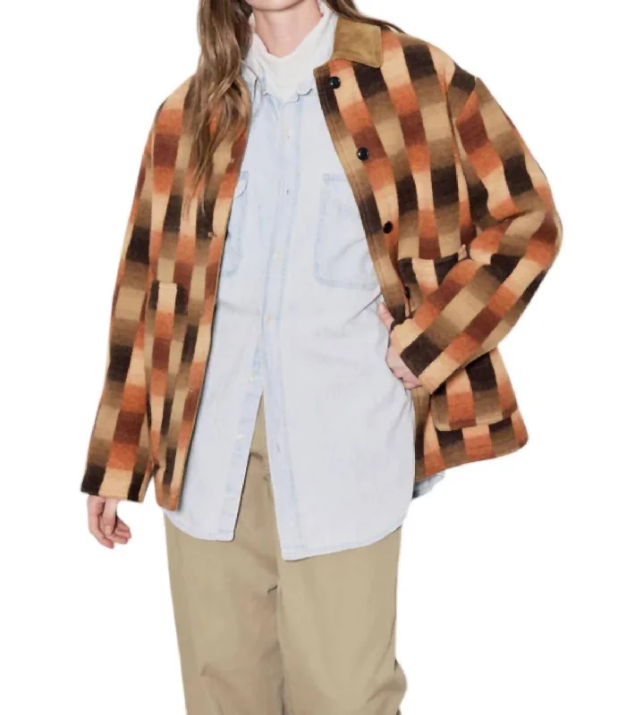 Blanket Wool Barn Coat In Sunset Ombre Plaid