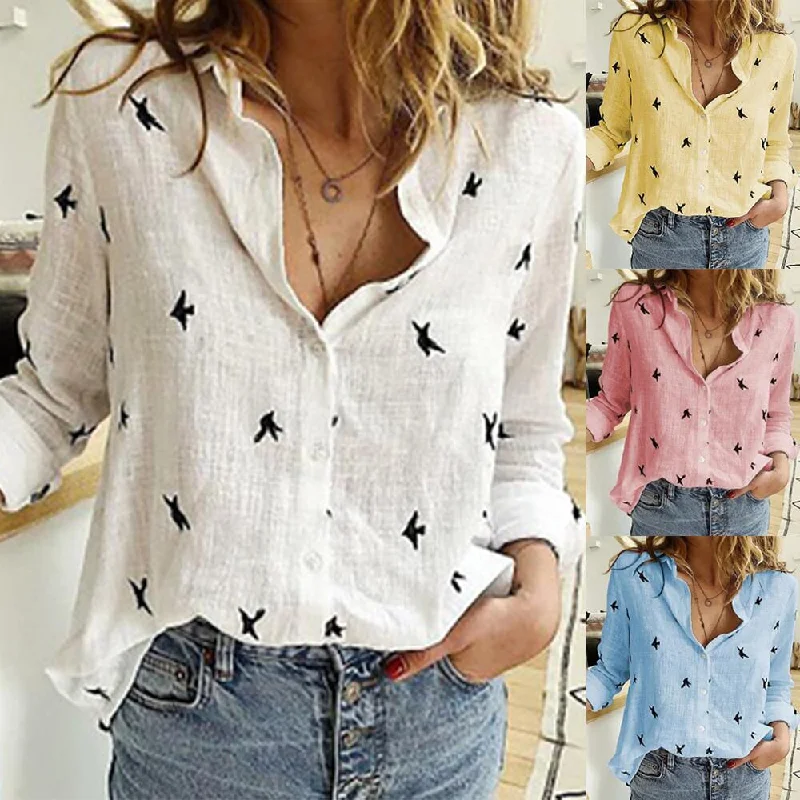 DeRuiLaDy Women Blouses 2019 Long Sleeve Animal Print Blouse  Casual Loose Office Shirt Plus Size Fashion Vintage Womens Shirts