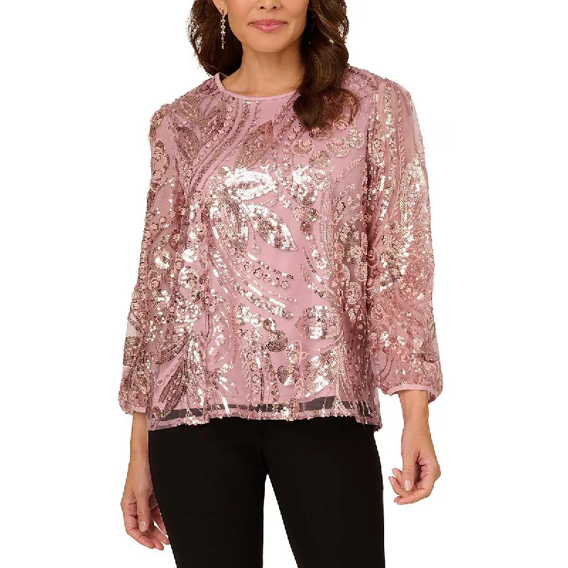 Adrianna Papell Womens Embellished Shirt Blouse