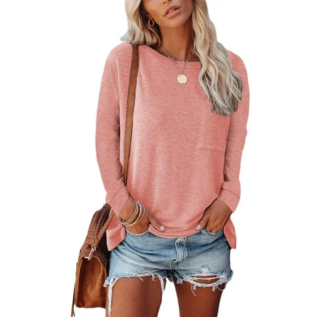 Casual Long Sleeve Shirt with Pocket