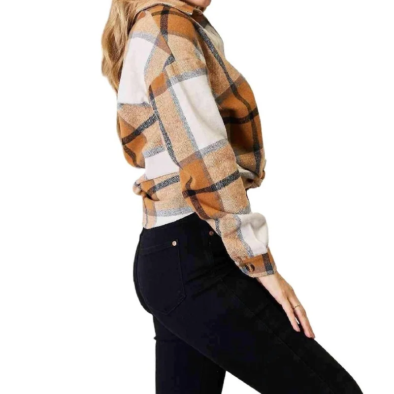 Double Take - Plaid Print Dropped Shoulder Shirt