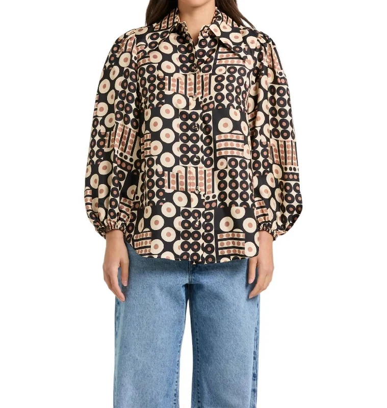 Illustration Billow Shirt In Geometric Multi