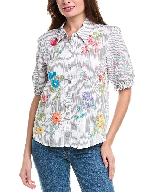 Johnny Was Evangeline Smocked Lisbon Shirt