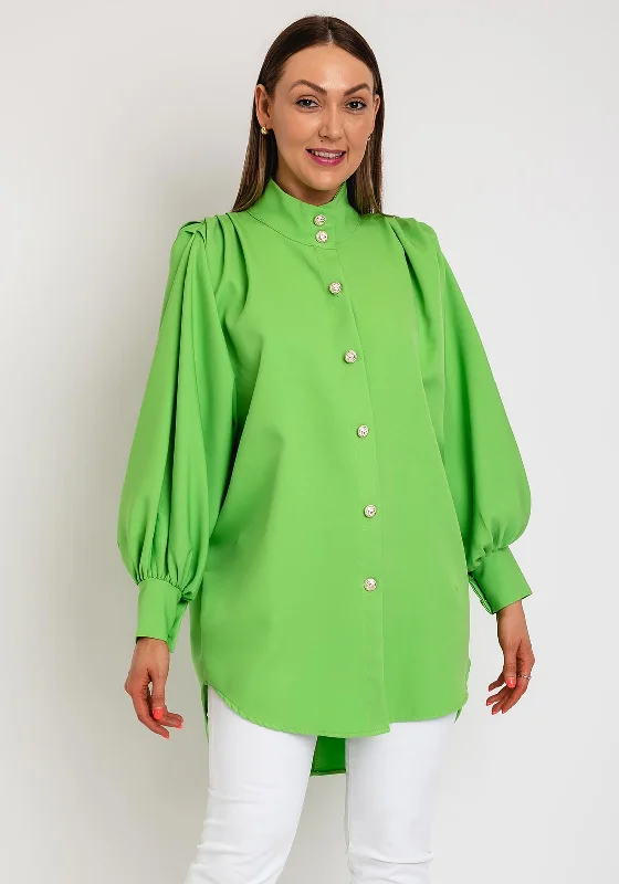 The Serafina Collection One Size High Neck Batwing Shirt, Green