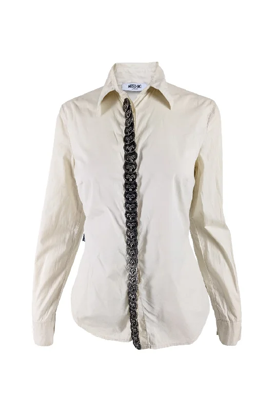 Moschino Vintage Cream Stretch Cotton Western Shirt, 1990s