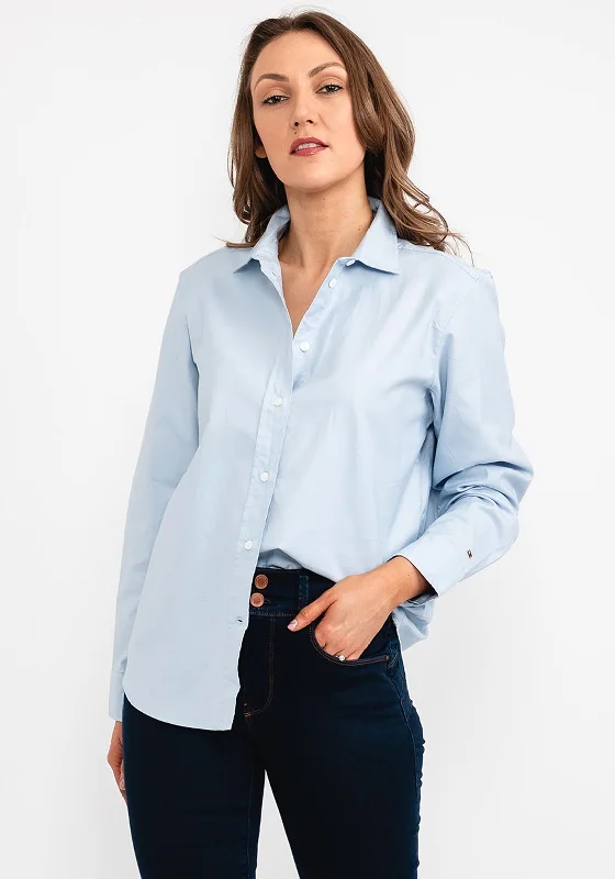 Tommy Hilfiger Womens Oxford Relaxed Shirt, Breezy Blue