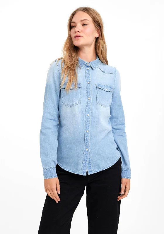 Vero Moda Maria Denim Slim Shirt, Light Blue Denim