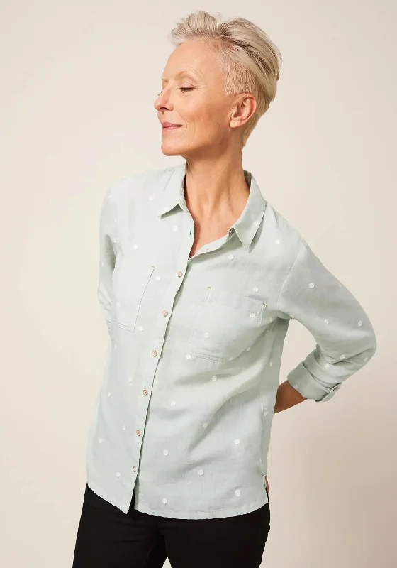 White Stuff Emilia Embroidered Shirt, Mint Green