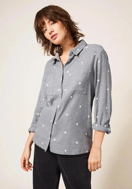 White Stuff Emilia Polka Dot Shirt, Grey