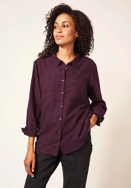 White Stuff Emilia Embroidered Shirt, Plum