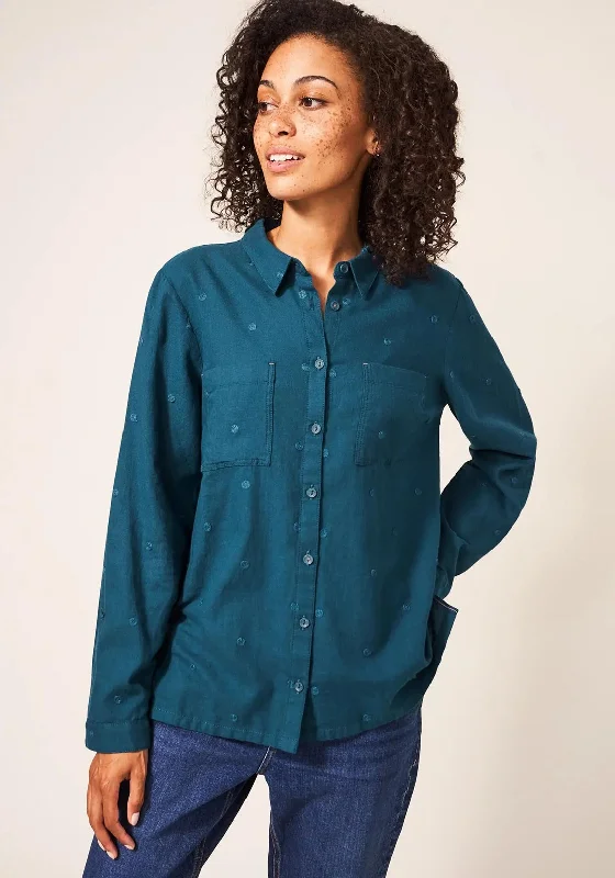 White Stuff Emilia Embroidered Shirt, Teal