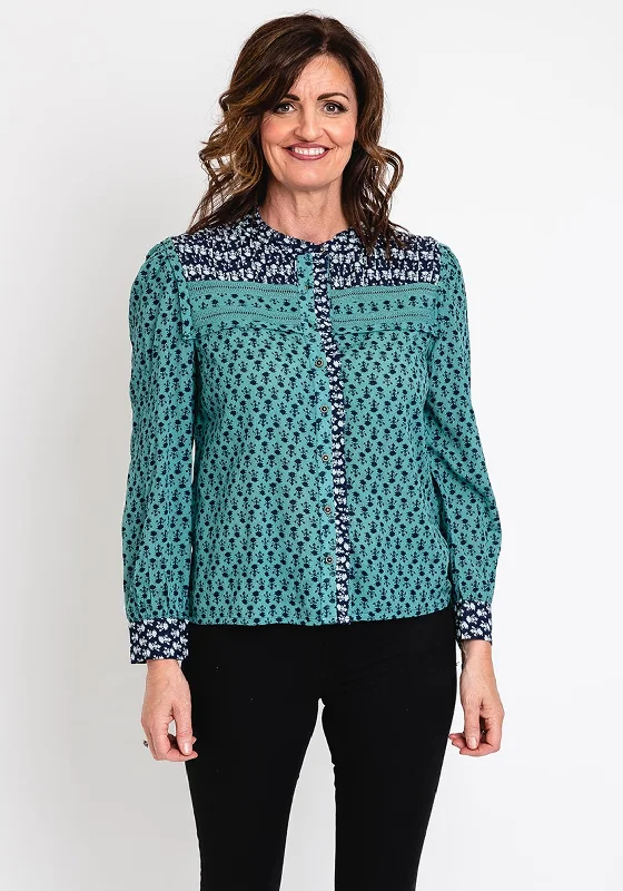 White Stuff Mabel Mix Print Shirt, Teal Multi