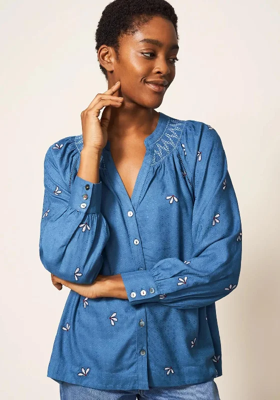 White Stuff Maude Embroidered Shirt, Teal