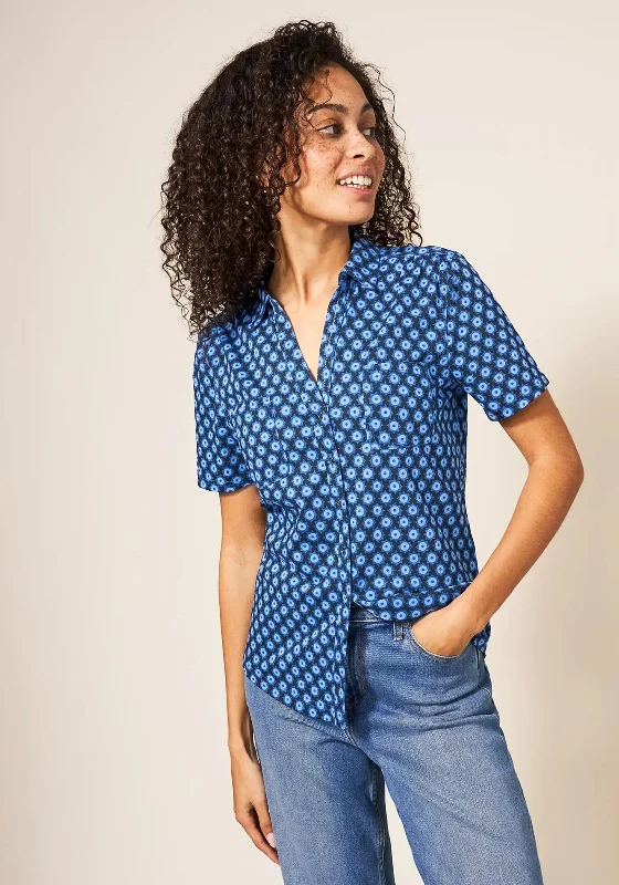 White Stuff Penny Print Jersey Shirt, Blue & Black