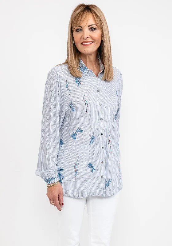 White Stuff Embroidery & Beads Shirt, Blue