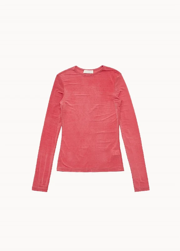 Women's Sheer Long Sleeve Shirt In Red